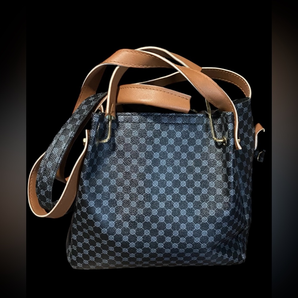 Large Capacity Portable Casual 3 Different Size Strap Tote Handbag  9” x 9” x 5”